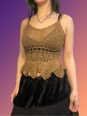 Brown Crochet Tank Top